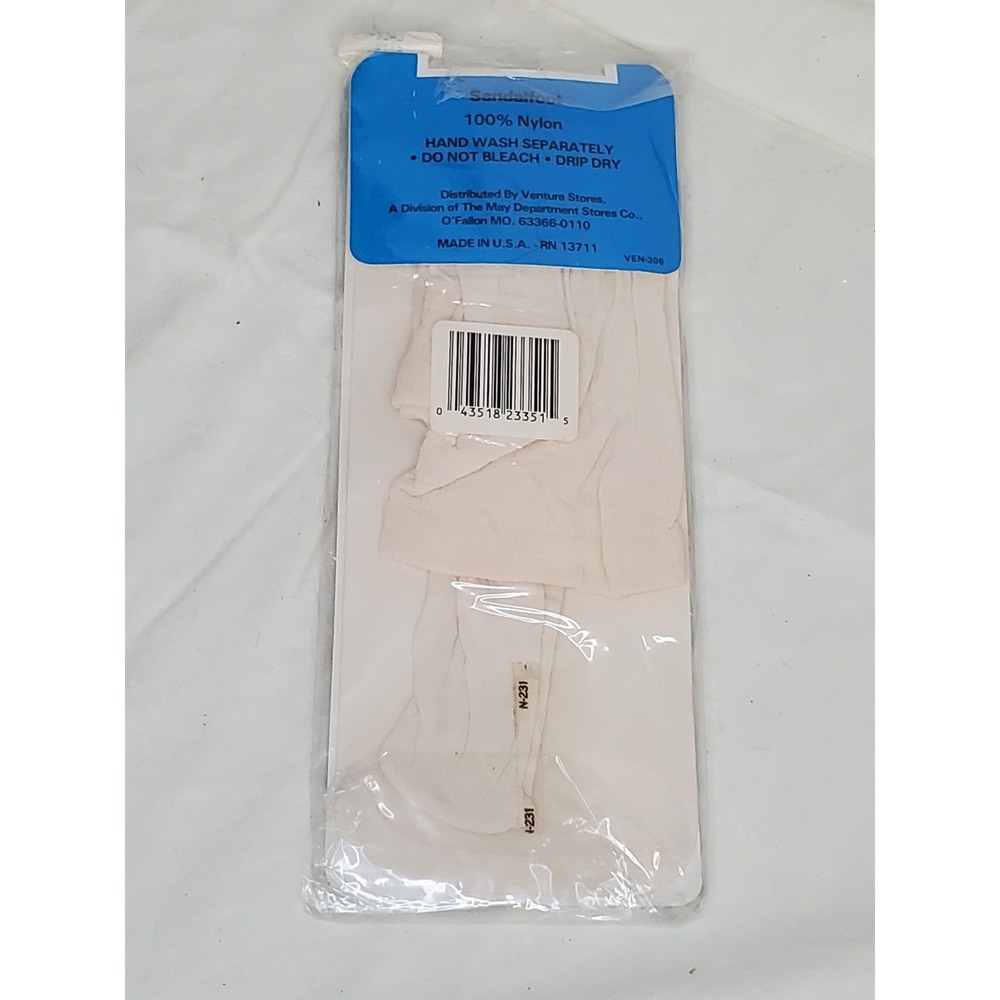 Vntg. Attractions Opaque Knee Hi Stockings Lace Sandalfoot 100% Nylon USA 8.5-11 - Picture 2 of 4